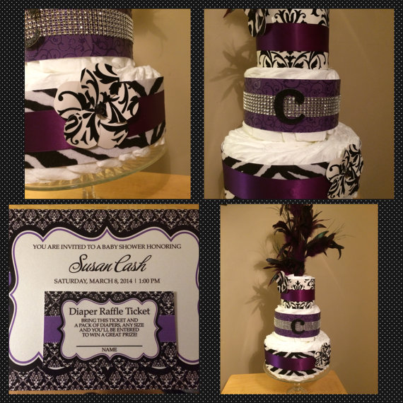 Purple Baby Girl Diaper Cake