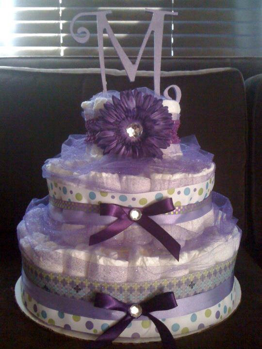 Purple Baby Shower Diaper Cake