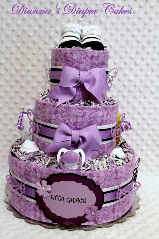 Purple Butterfly Diaper Cake