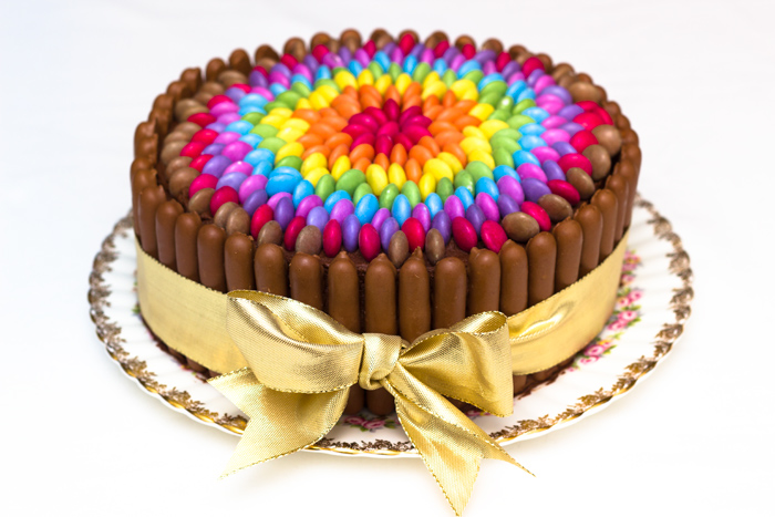 Rainbow Cake with Smarties