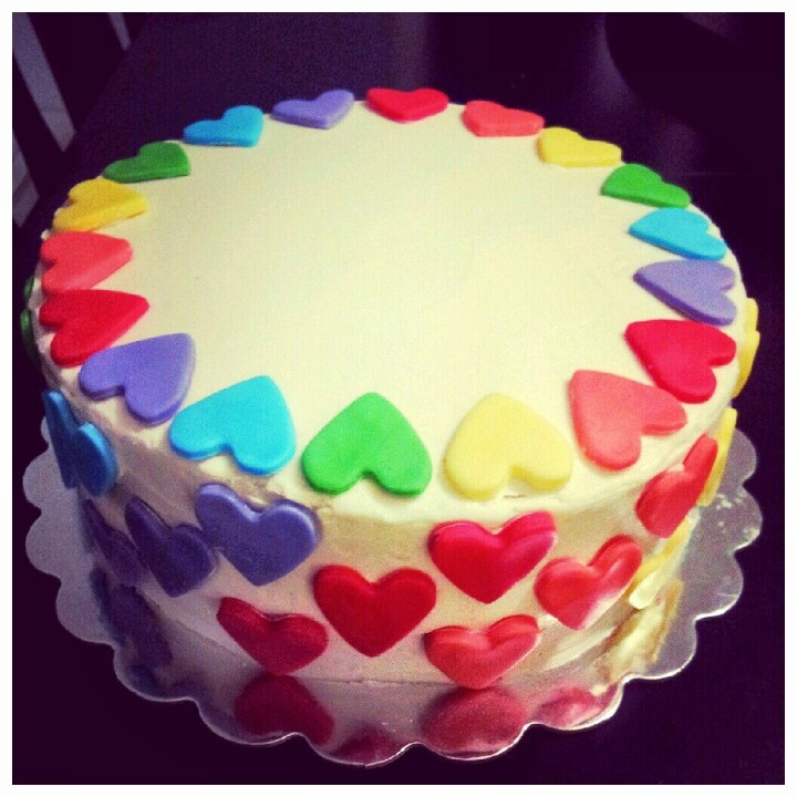 Rainbow Heart Birthday Cake