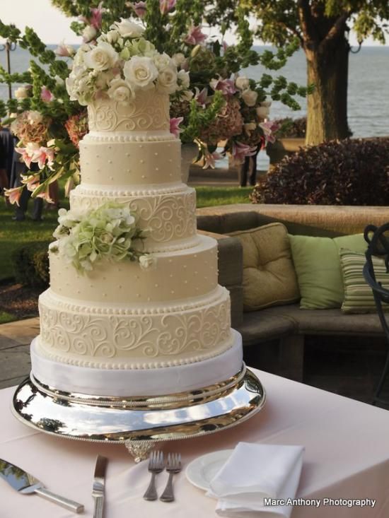 Simple Buttercream Wedding Cake with Flowers