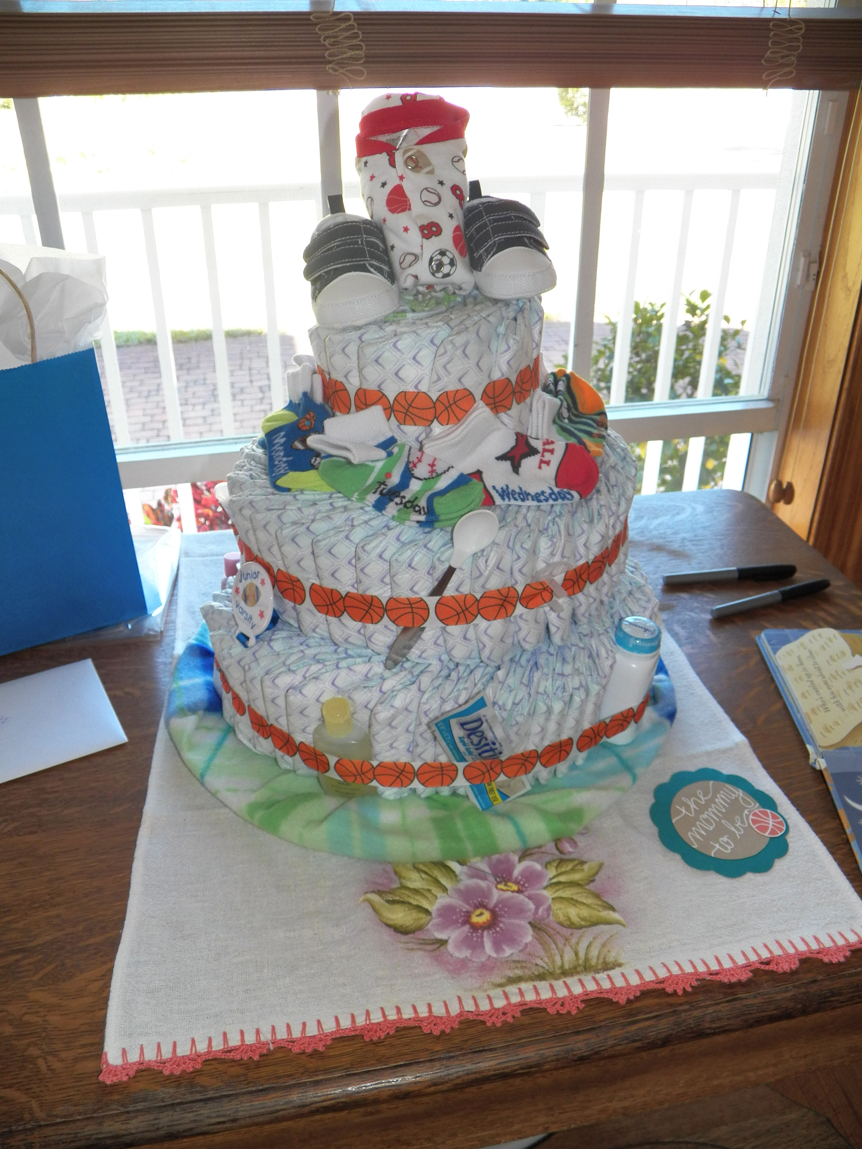 Sports Theme Baby Shower Diaper Cake