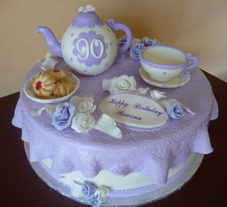 Tea Party 90th Birthday Cake