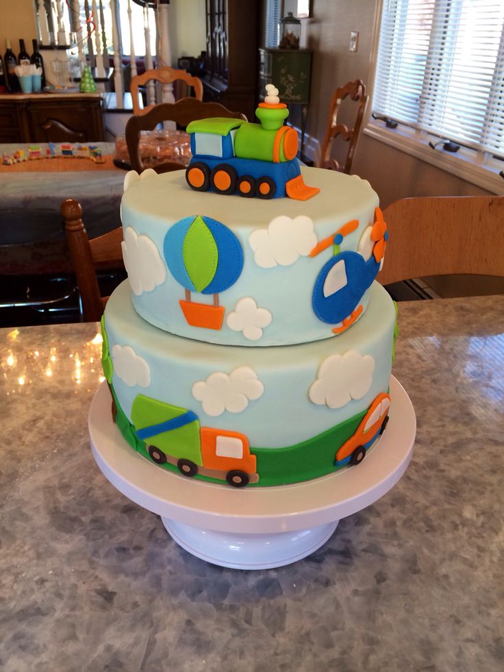 Transportation First Birthday Cake