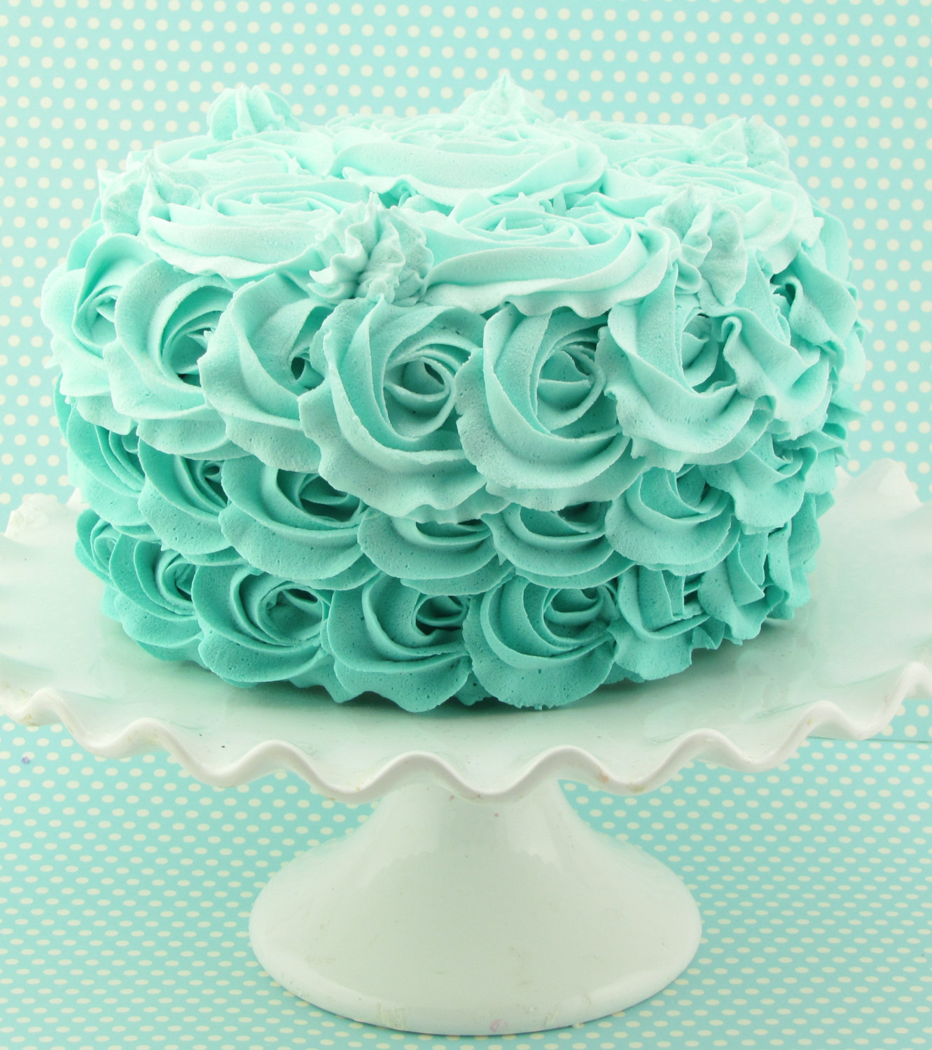 Turquoise Ombre Rosette Cake