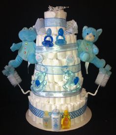 Twin Baby Boy Diaper Cake