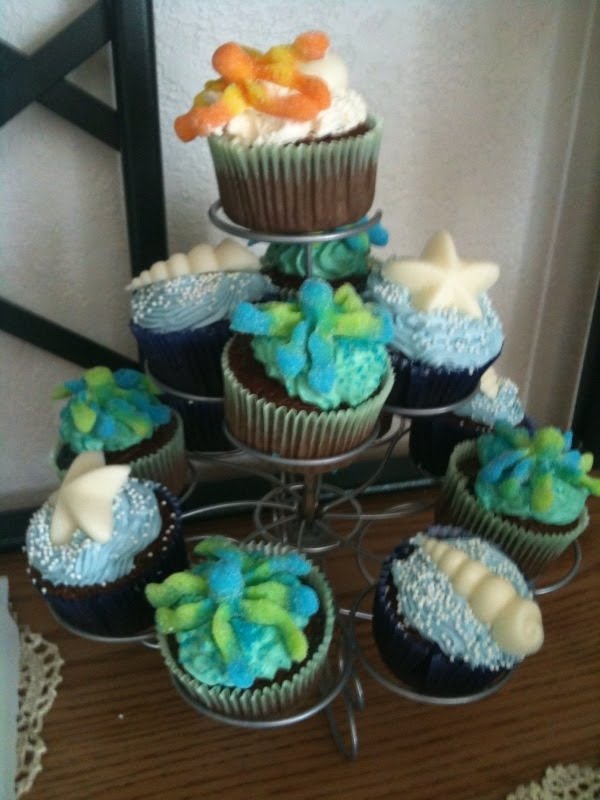 Under the Sea Theme Baby Shower Cupcakes