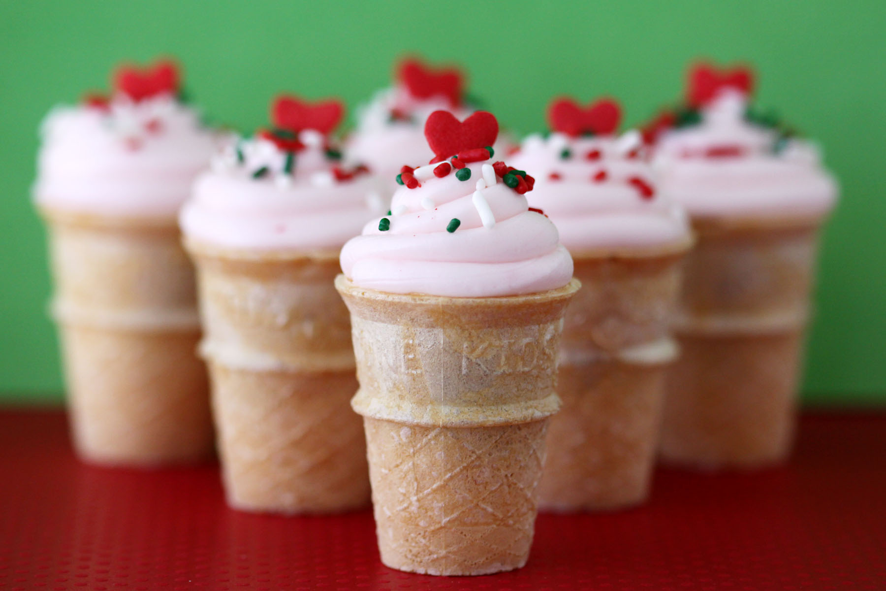 Valentine Cupcakes with Ice Cream Cones