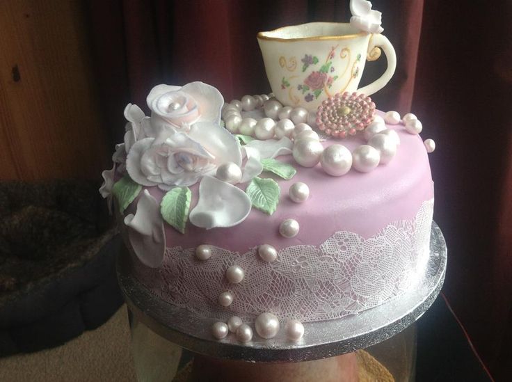 Vintage Tea Party Birthday Cake