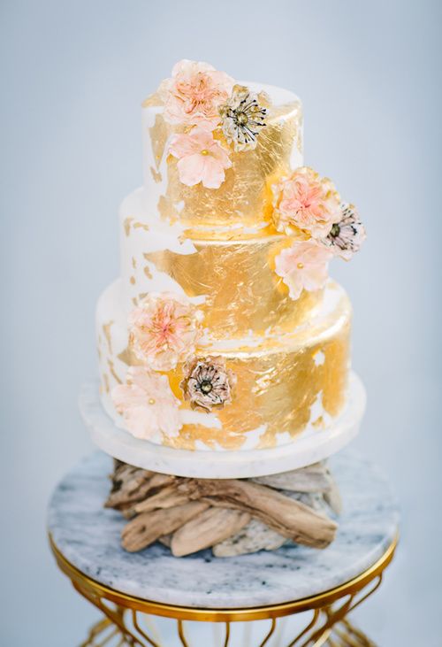 Wedding Cake with Gold Foil