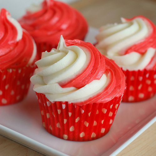 White Chocolate Cupcake with Strawberry Frosting