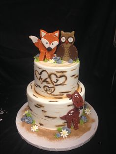 Woodland Fox Baby Shower Cake