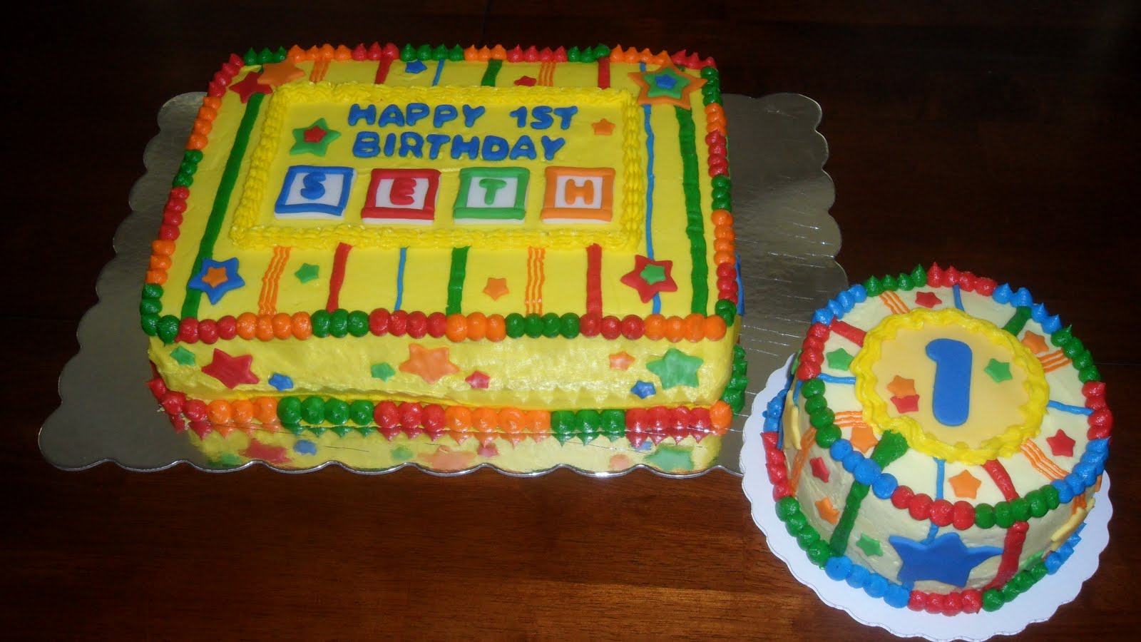 1st Birthday Cake Primary Colors