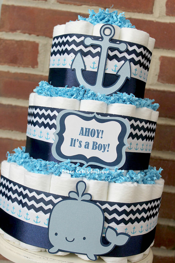 Anchor Baby Shower Diaper Cake for Boy