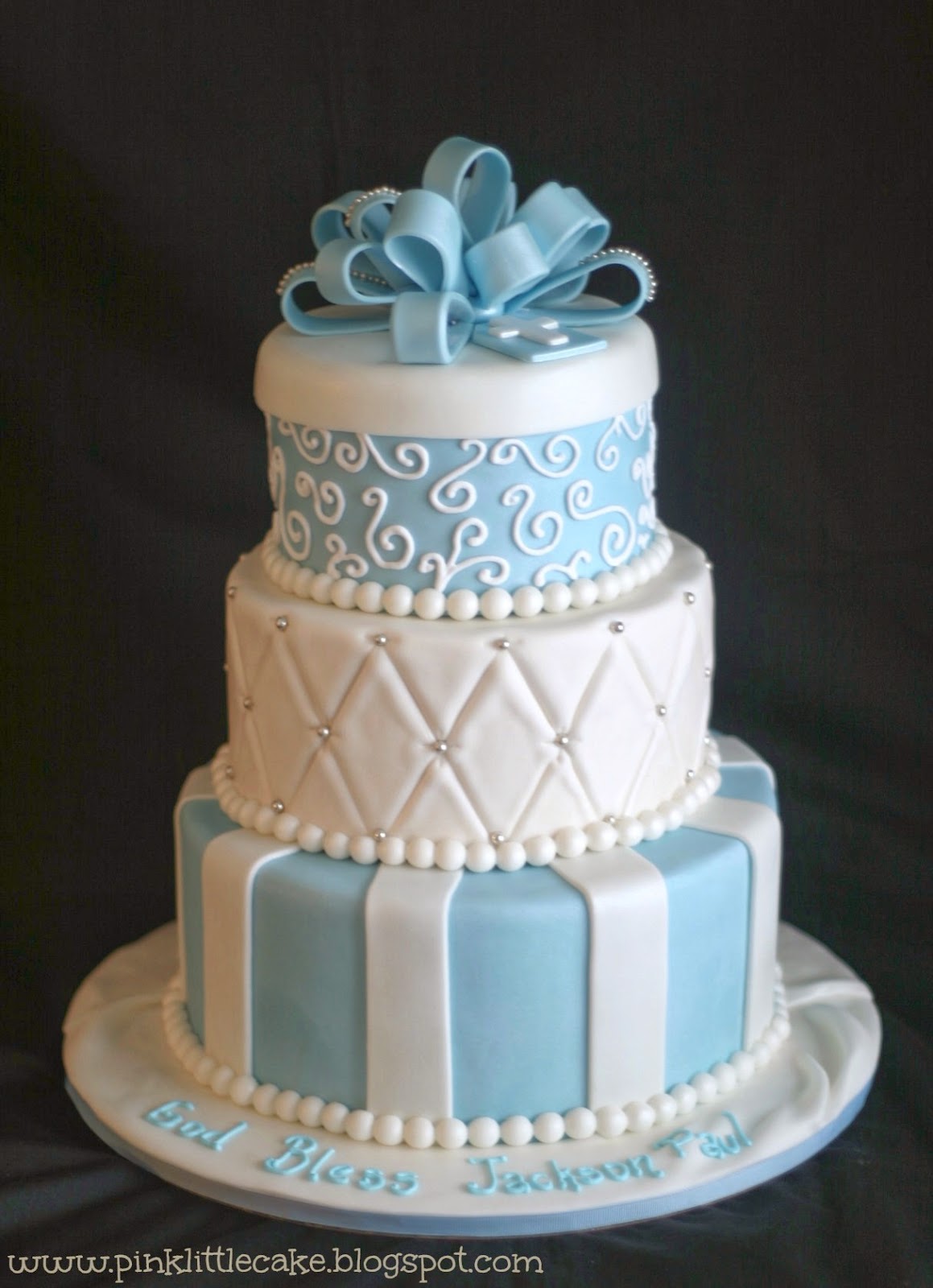 9 Photos of Blue White Baptism Cakes