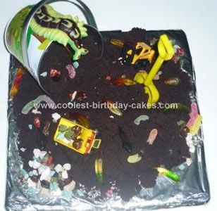 Birthday Cake with Gummy Worms Dirt