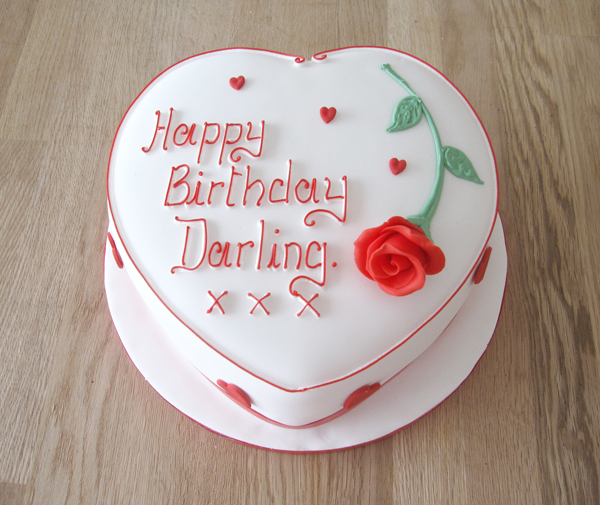 Birthday Cake with Red Roses