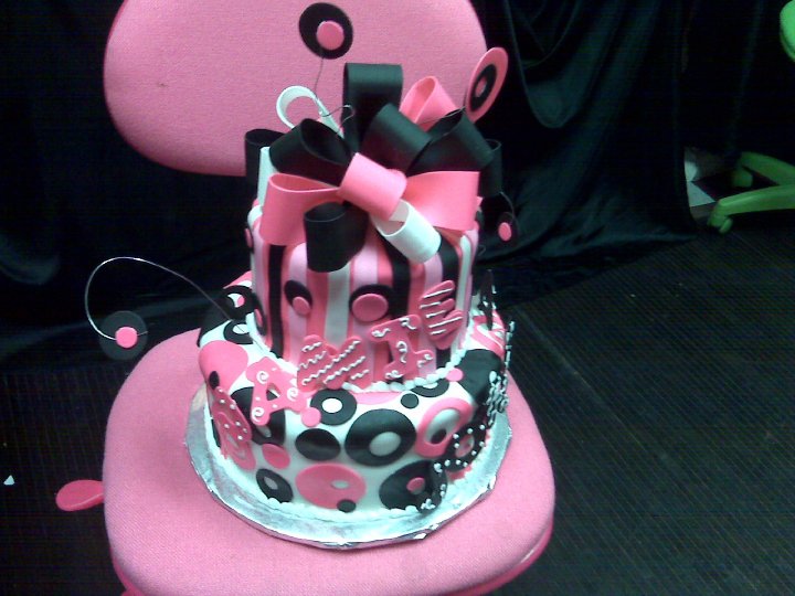 Black and Pink Birthday Cake