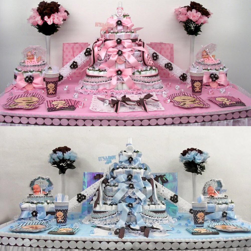 Blue and Pink Baby Shower Sheet Cake