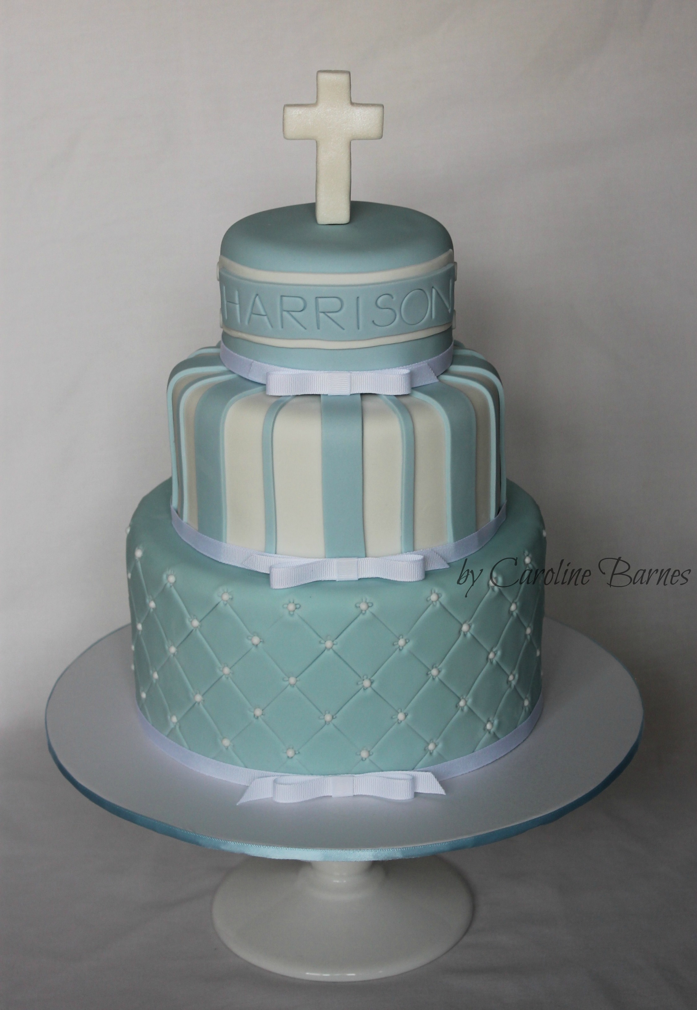 Blue and White Baptism Cake