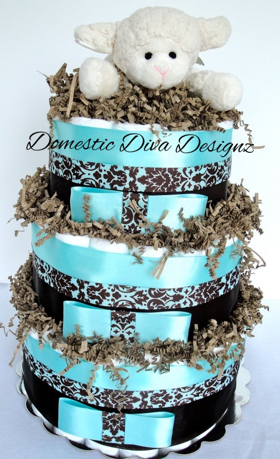 Blue Brown Baby Shower Cakes for Boys