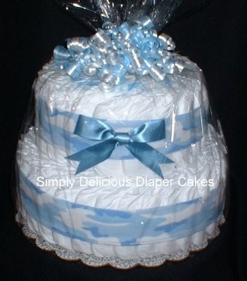 Blue Camo Baby Boy Shower Cake