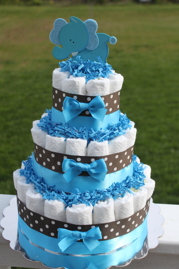 Blue Elephant Diaper Cake