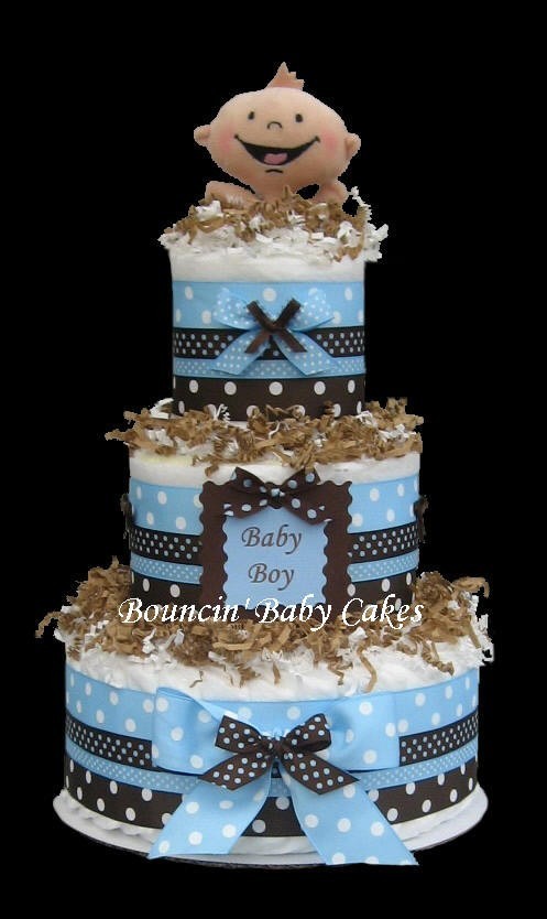 11 Photos of Blue And Brown Diaper Cakes For Boys