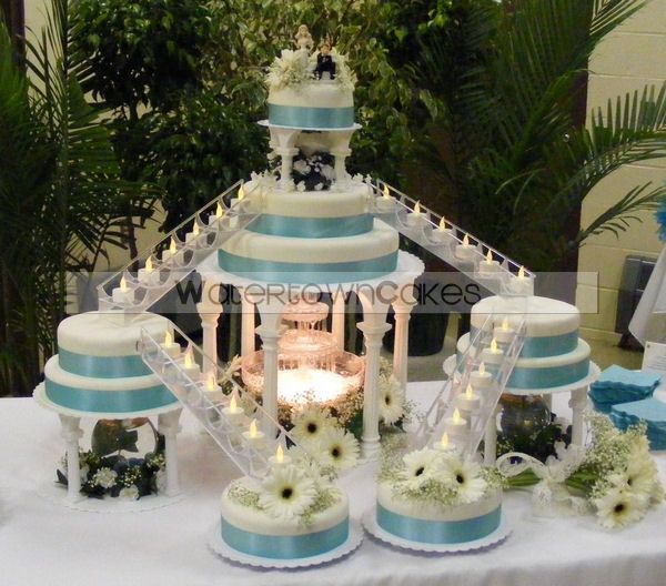 Bridge Wedding Cakes with Fountains