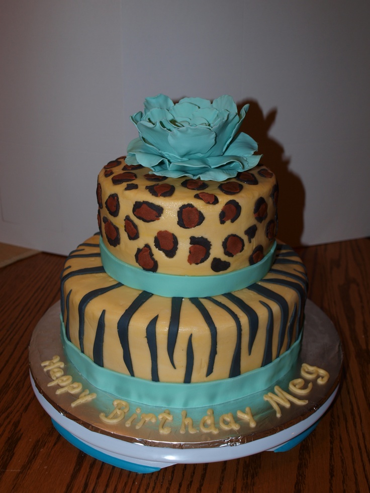 Cheetah and Zebra Birthday Cake