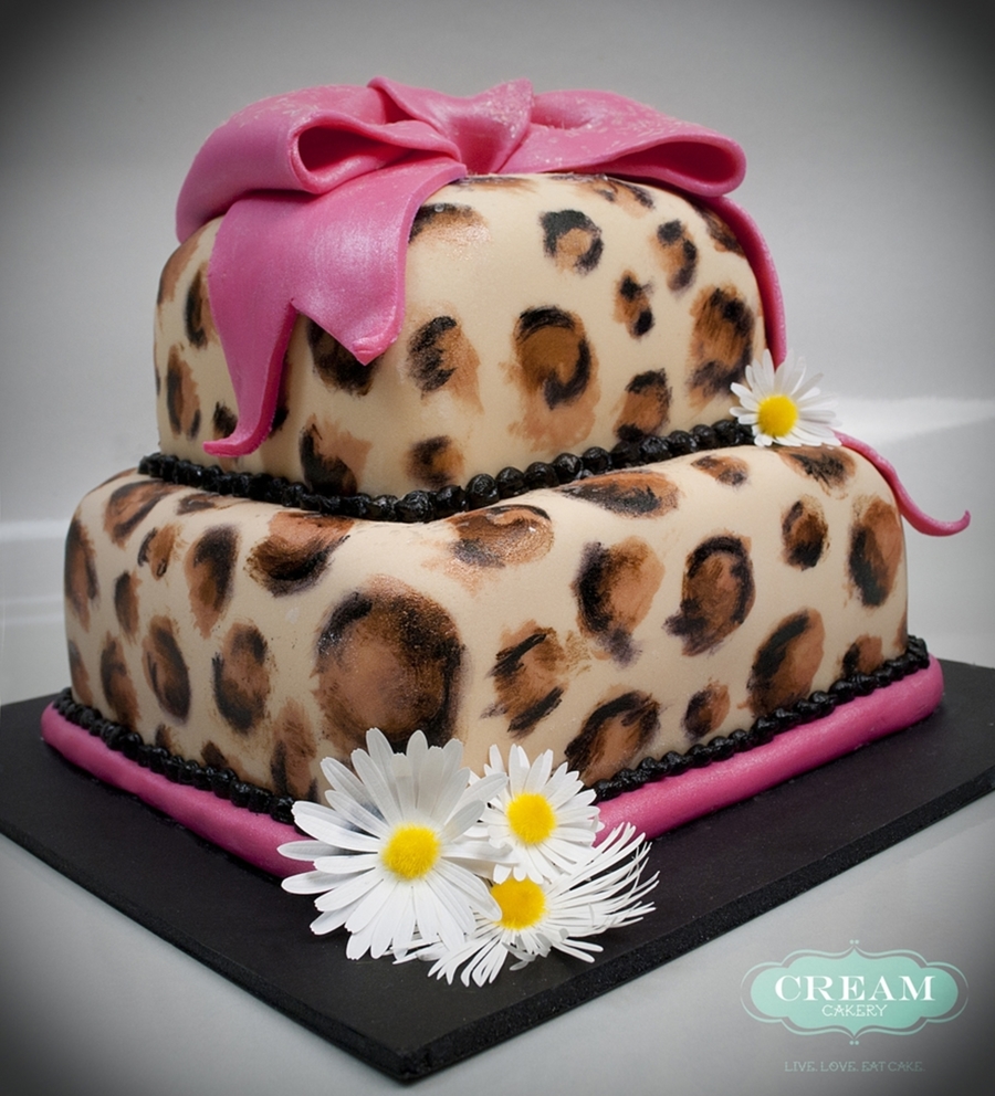 Cheetah Print Birthday Cake