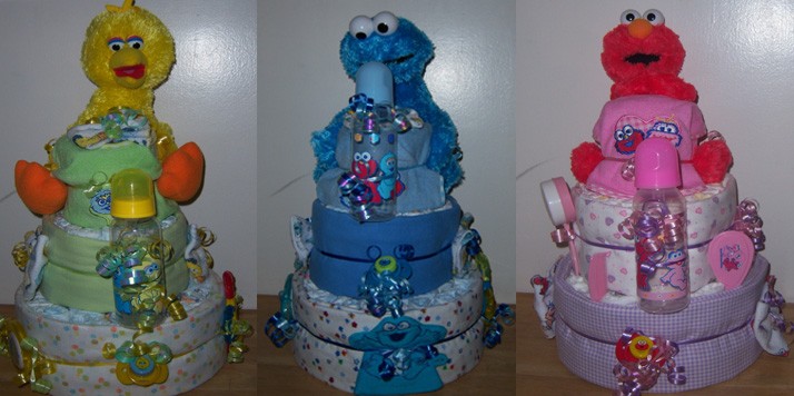 Cookie Monster Baby Shower Diaper Cake