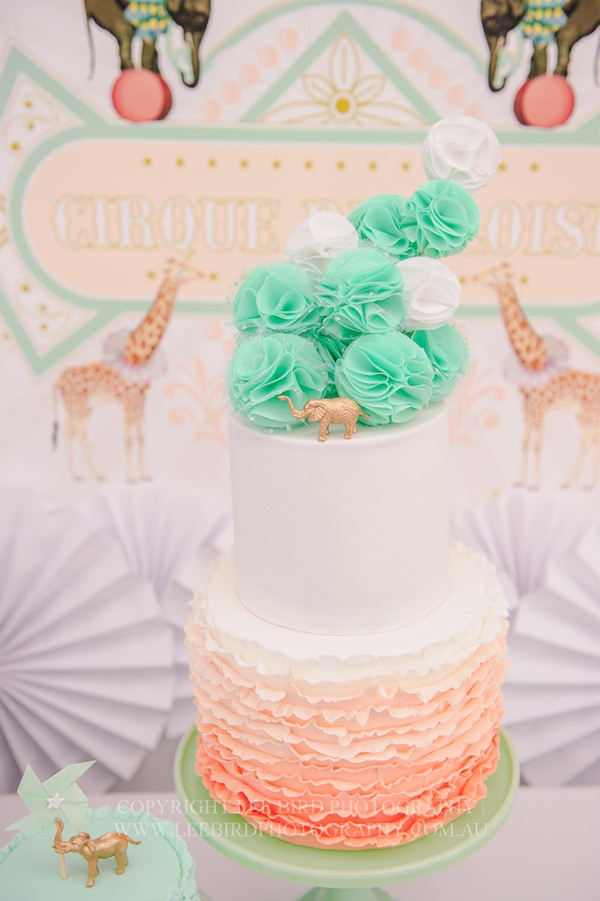 Coral and Mint Baby Shower Cake