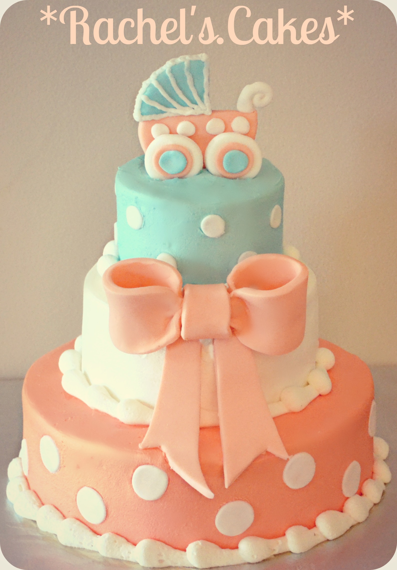 Coral and Turquoise Baby Shower Cake