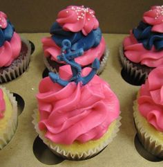 Cupcakes Pink and Navy Anchors