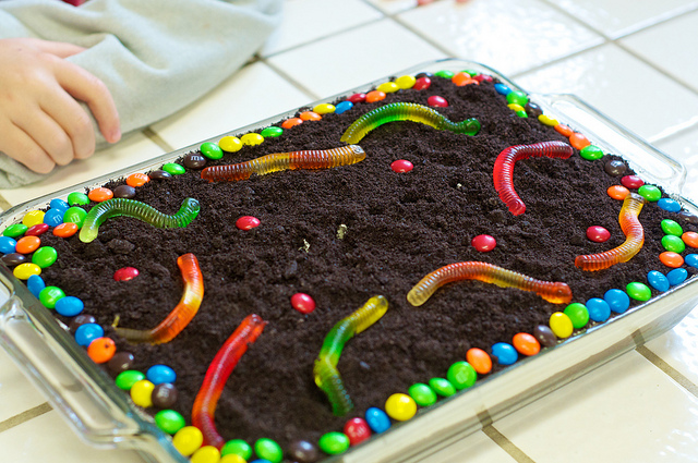 Dirt and Worms Cake