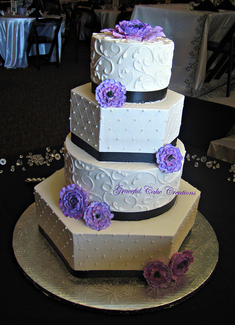 Elegant Buttercream Wedding Cakes Purple