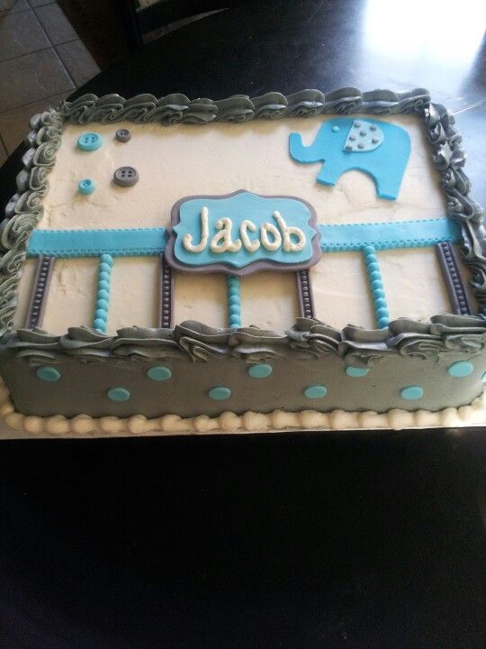 Elephant Boy Baby Shower Sheet Cake