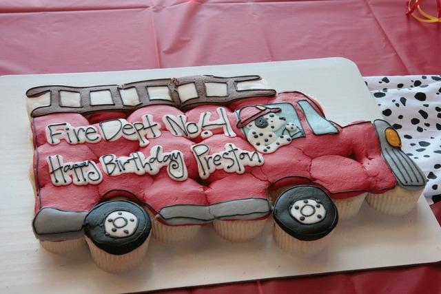 Fire Truck Birthday Cupcake Cake