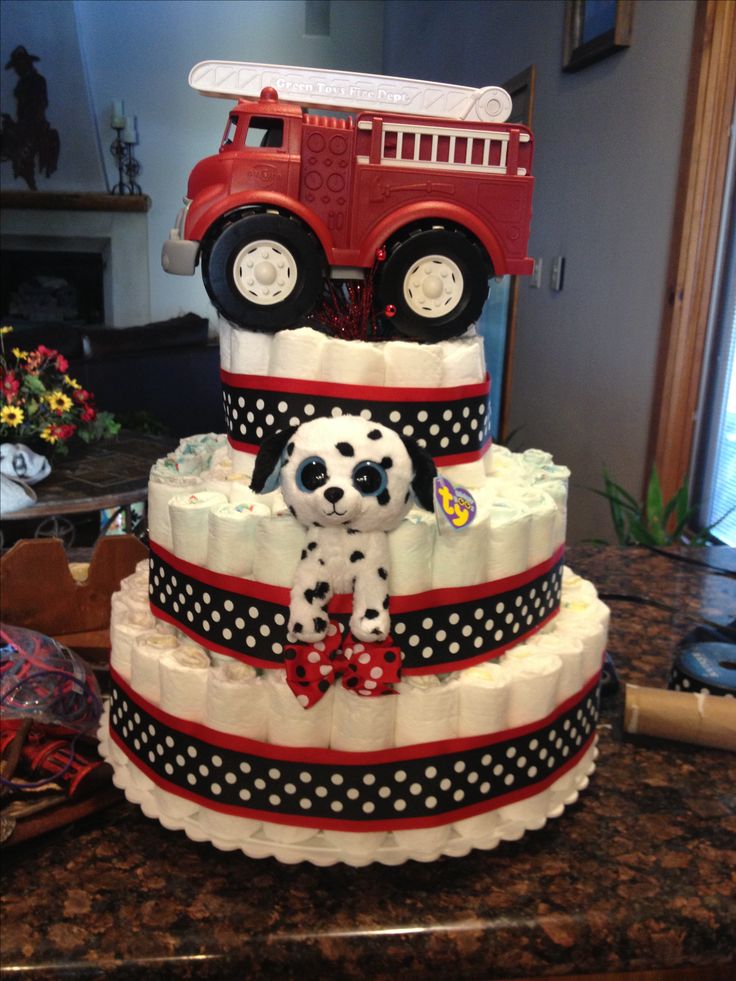 Fire Truck Diaper Cake