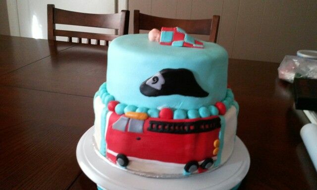 Fire Truck Themed Baby Shower Cake