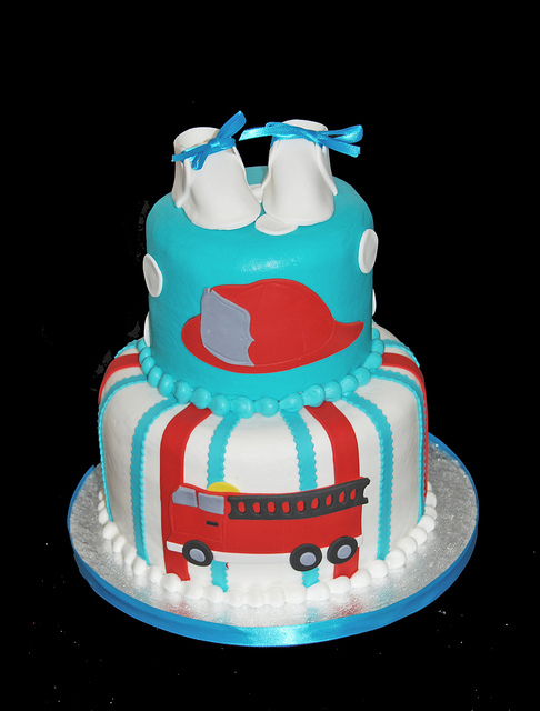 Fire Truck Themed Baby Shower Cake