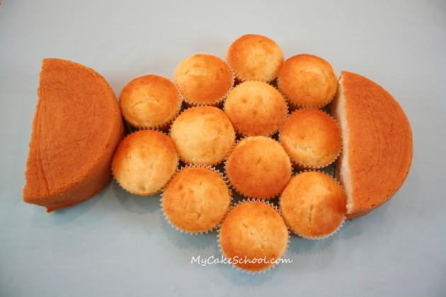 Fish Shaped Cake Cupcakes