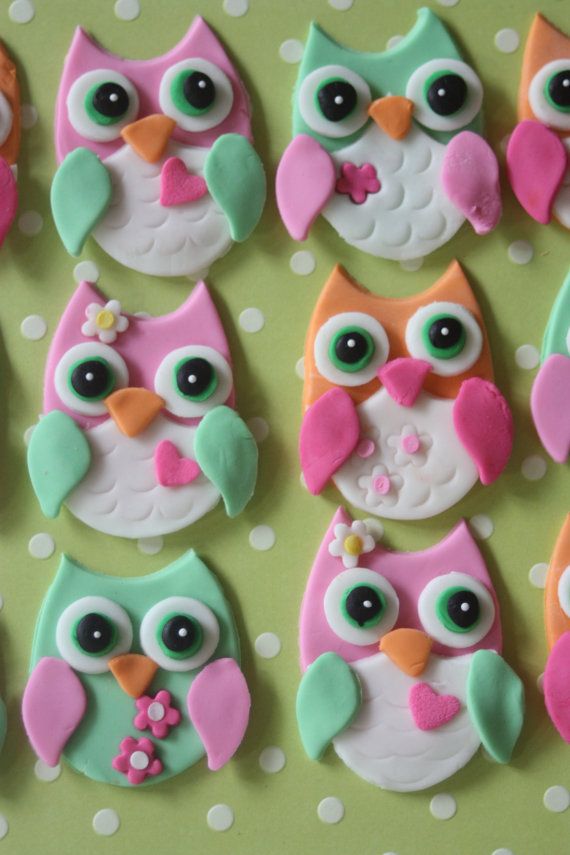 Fondant Owl Cupcake Toppers