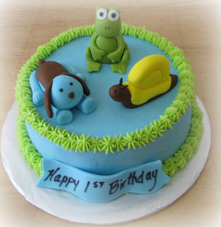 Frogs Snails and Puppy Dog Tails Baby Shower Cake