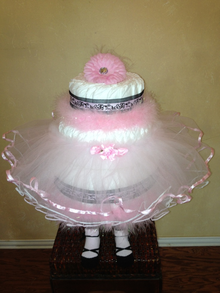 Girls Diaper Cake in Hot Pink