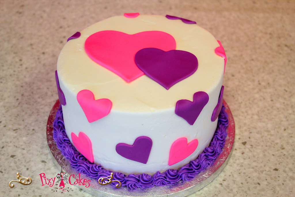 Girls Pink and Purple Birthday Cake