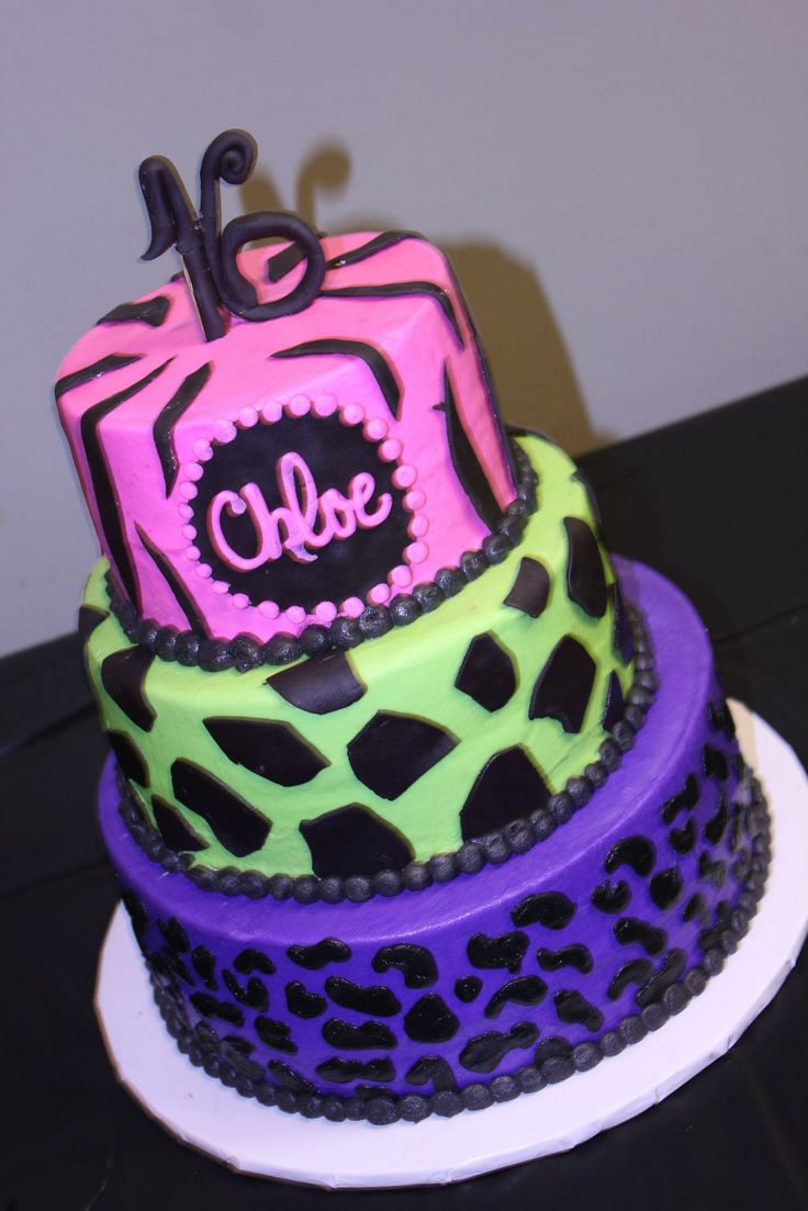 Girls Zebra and Giraffe Birthday Cake