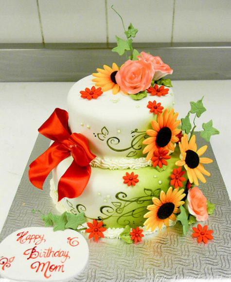 Happy Birthday Cake with Flowers